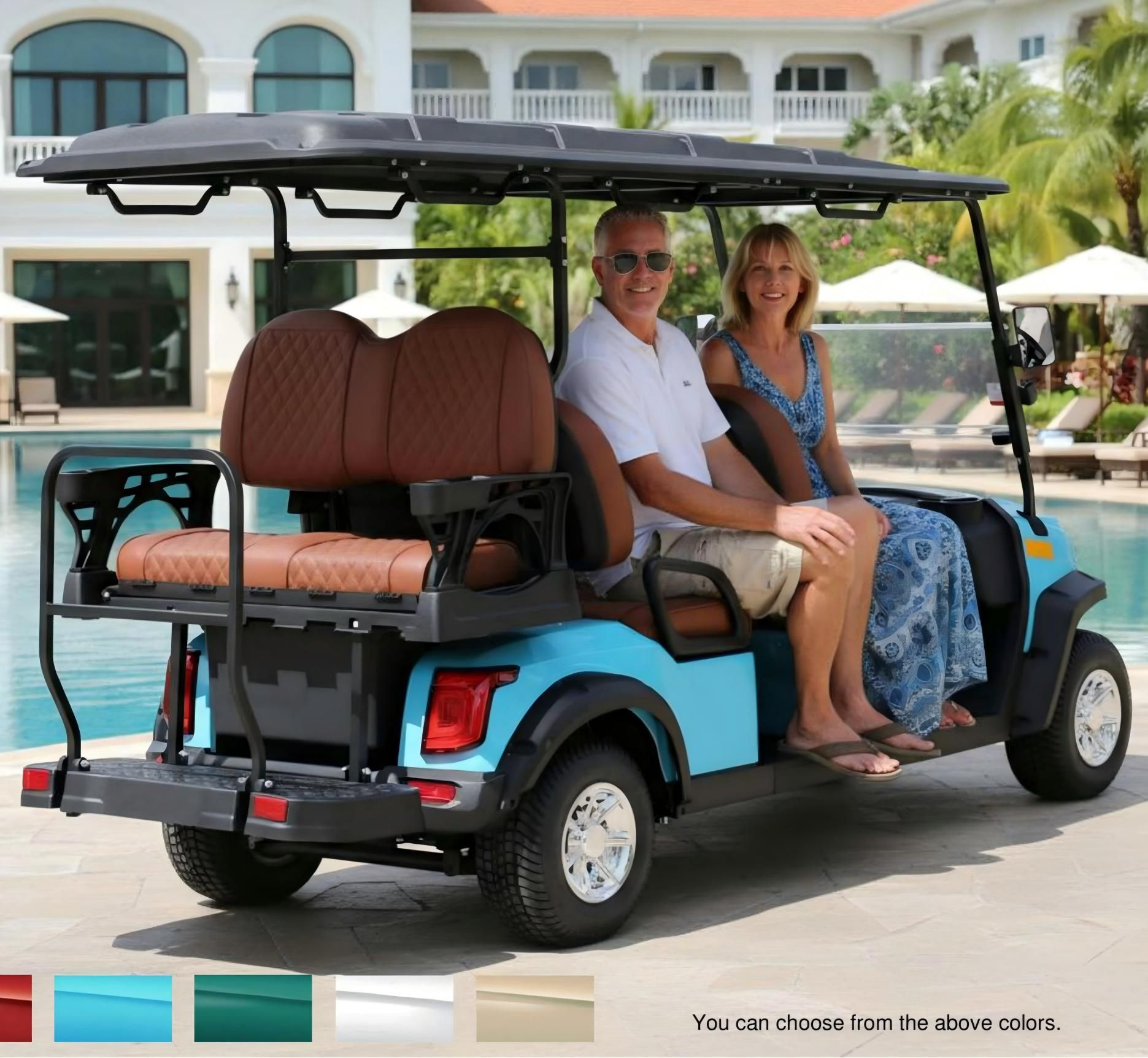 4+2 seater electric golf cart 60V lithium battery 5KW AC motor classic design